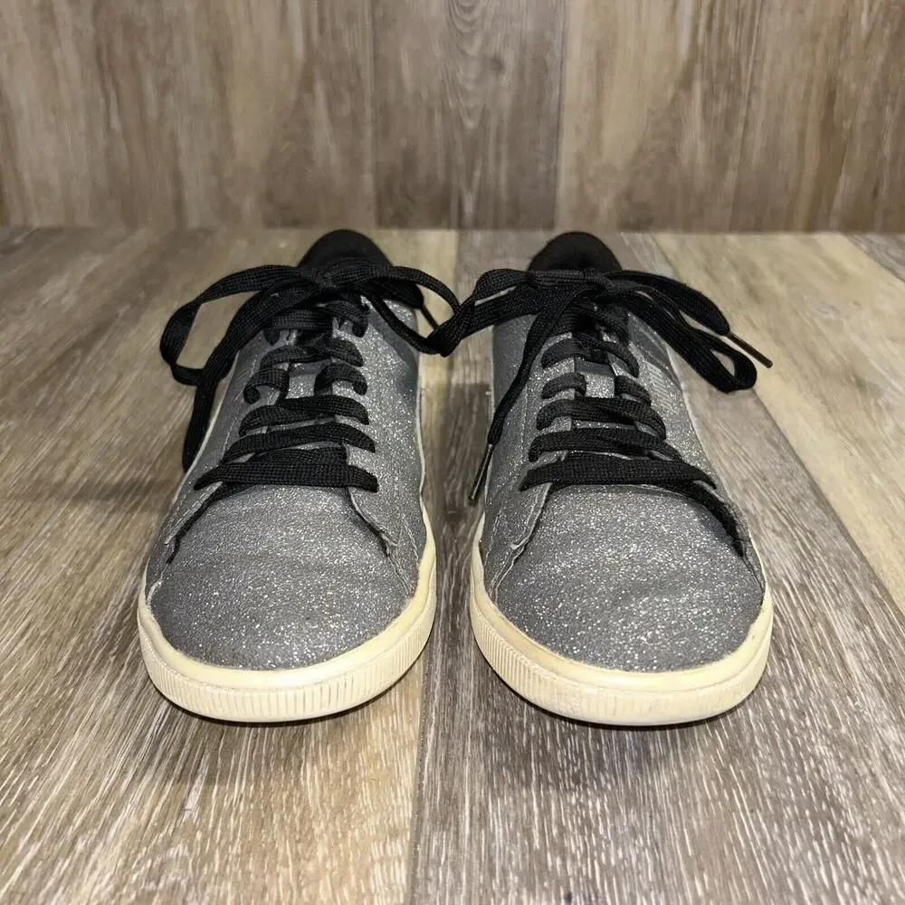 PUMA VIKKY V2 GLITZ Youth US Size 5 Gray Silver Black Sneaker Shoes 370624-01